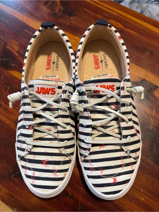 Sperry Shoes - Sperry Women’s Striped Canvas Sneakers in Navy, White & Red
Jaws themed